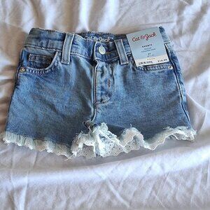 Blue Cat & Jack denim shorts with a ribbon trim mid-rise with adjustable waist